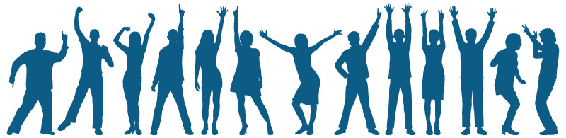 Illustration of social worker silhouettes with hands raised.