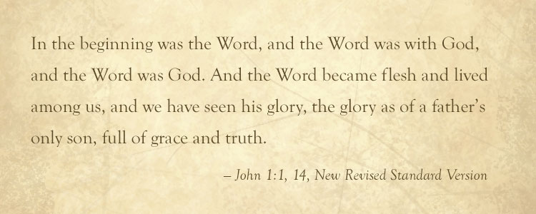 Quotation from the Book of John chapter 1 verses 1 and 14