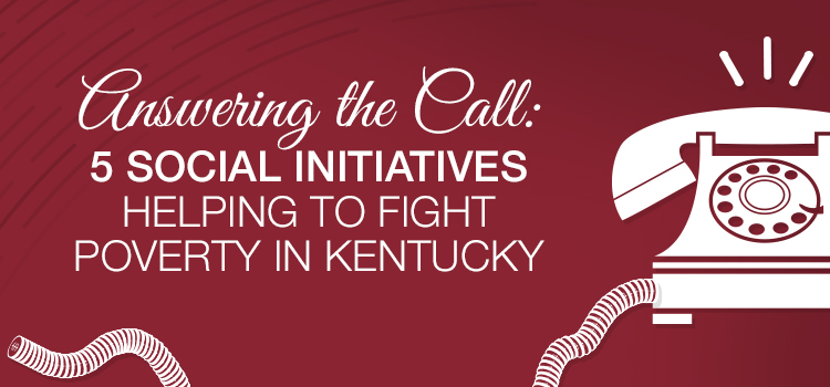 5 Social Initiatives Helping to Fight Poverty in Kentucky - header image with title and graphic of ringing phone