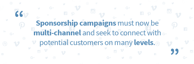 Sports managers are tasked with incorporating social elements into a strategy that utilizes digital platforms to attract and retain sponsors and increase engagement among fans. Quotation graphic: "Sponsorship campaigns must now be multi-channel and seek to connect with potential customers on many levels."